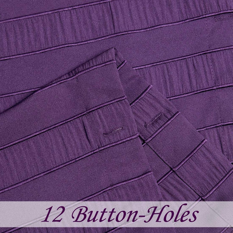 Central Park Purple Shower Curtains Gathered Stripe Seersucker Puckered Ruffle Decorative Pattern for Modern Elegant Bathroom Spa Hotel with Buttonholes 70"x72", Not Waterproofï¼ŒAubergine - Image 3